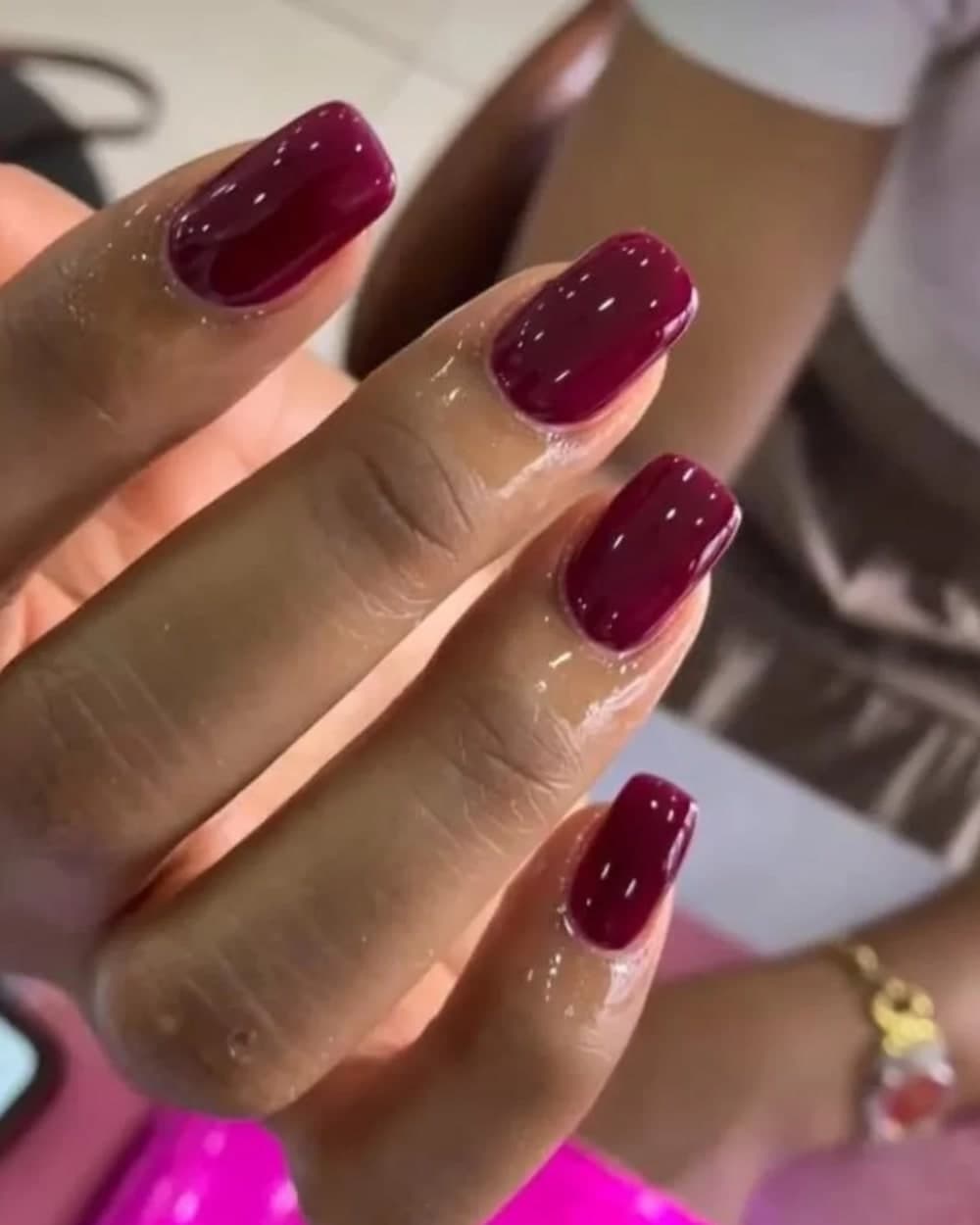 Signature Glossy Wine Gel Manicure - nails