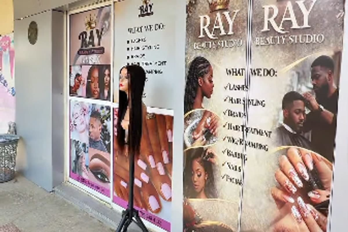 RĀY Beauty Studio front desk and styling lounge